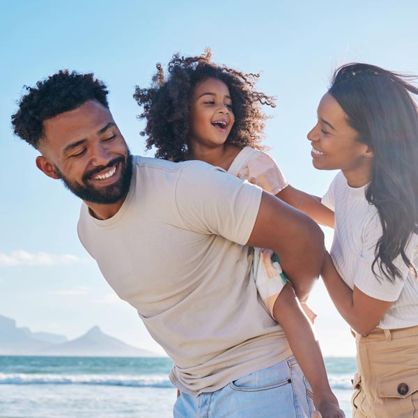 happy family on the beach
